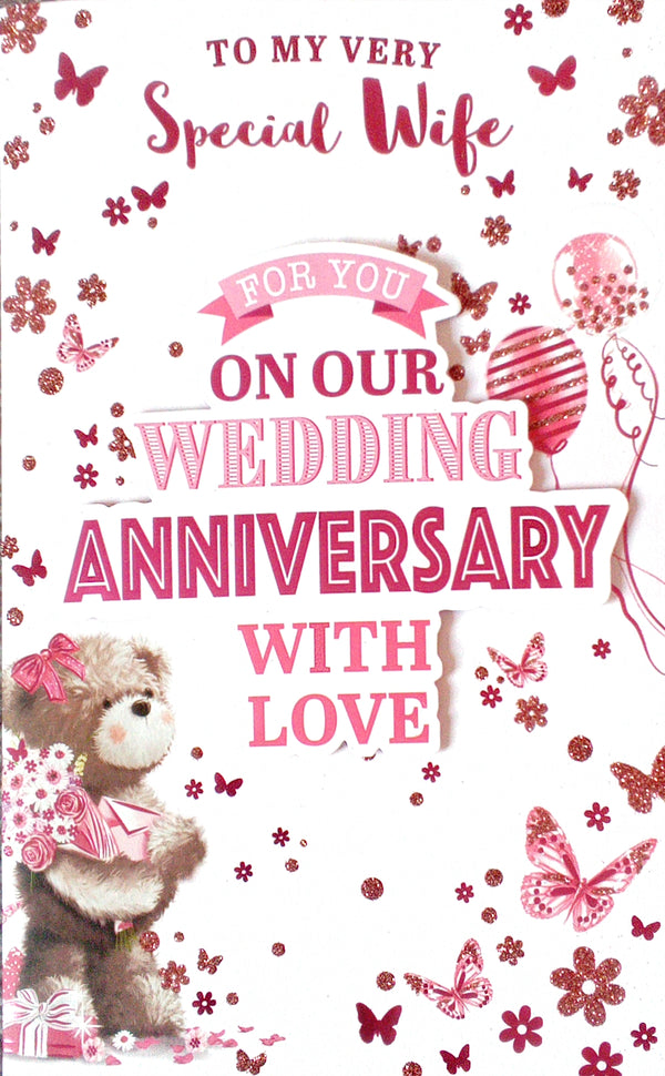 Wedding Anniversary Card - Special Wife 8 Page Large