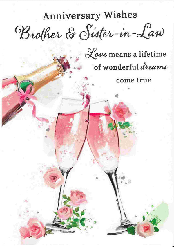 Anniversary Card - Brother & Sister-in-Law Pink Champagne