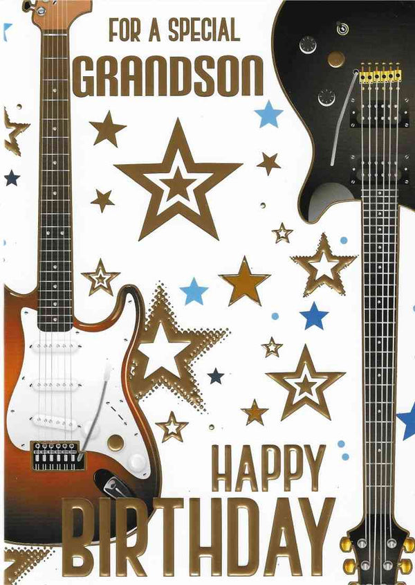 Birthday Card - Special Grandson Guitar