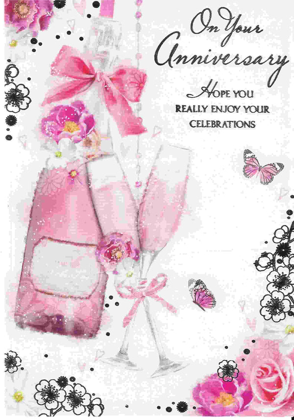 Anniversary Card - Pink Champagne