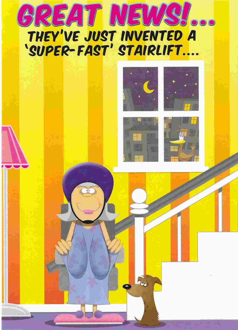 Birthday Joke Card - Super Fast Stair Lift