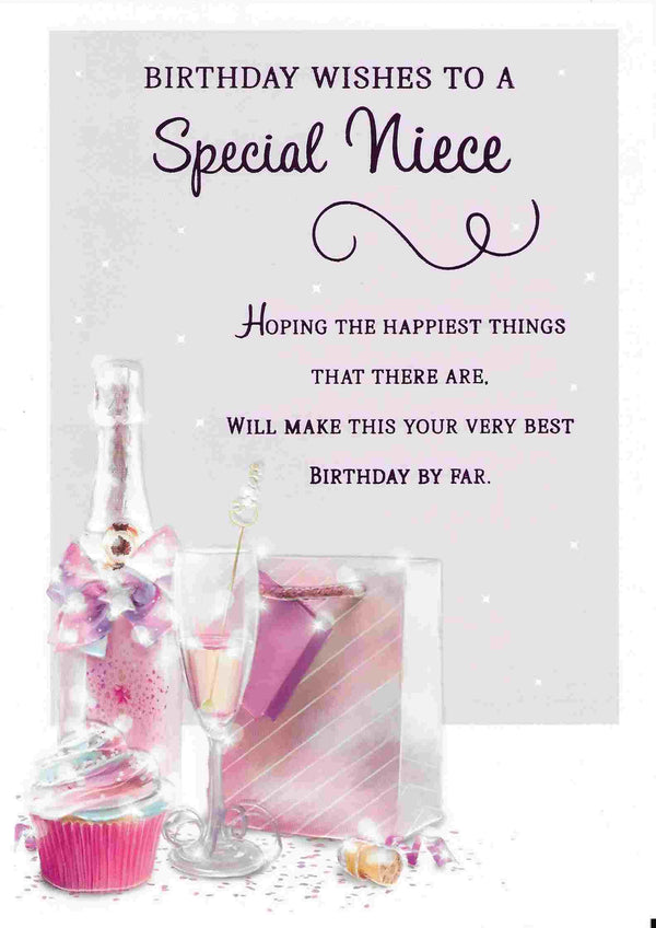 Birthday Card - Special Niece Champagne Glass