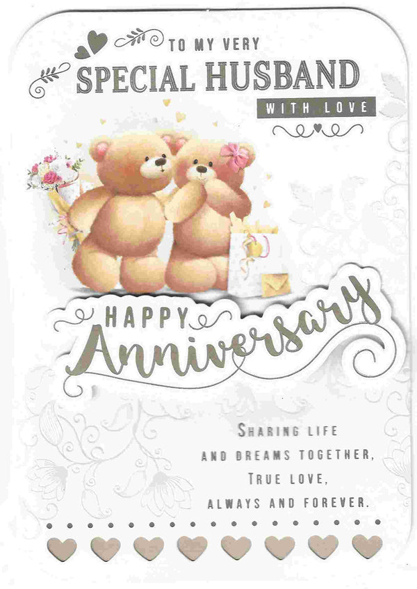Anniversary Card - Special Husband Teddies