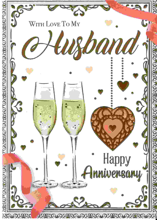 Anniversary Card - With Love To My Husband Heart
